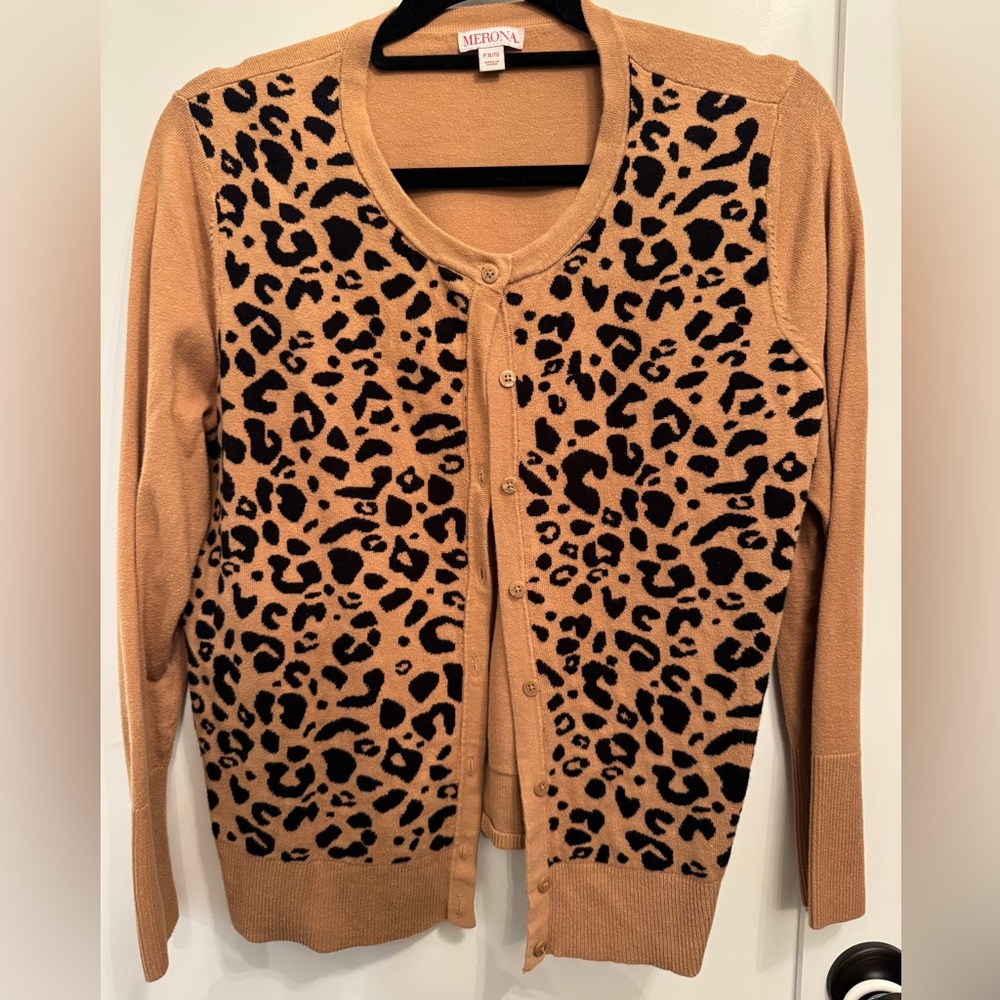Leopard Print Cardigan Lightweight Sweater PXL